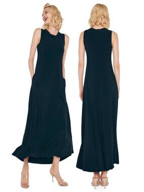 Norma Kamali midnight-blue sleeveless maxi swing dress